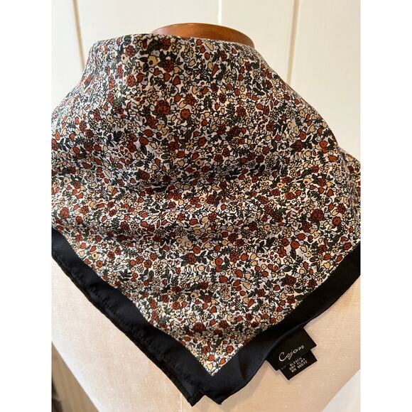 Vintage Cejon tiny brown floral print scarf - Picture 2 of 7